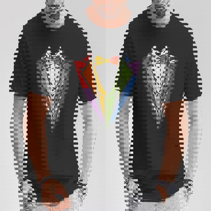 男の子、子供、男性用の幼児用タキシードコスチューム。かわいいレインボータキシード。 Tシャツ 面白い贈り物