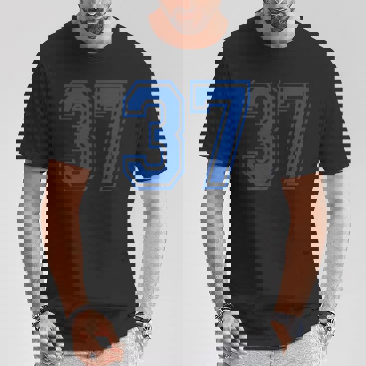 番号37インチ ブルー Tシャツ 面白い贈り物