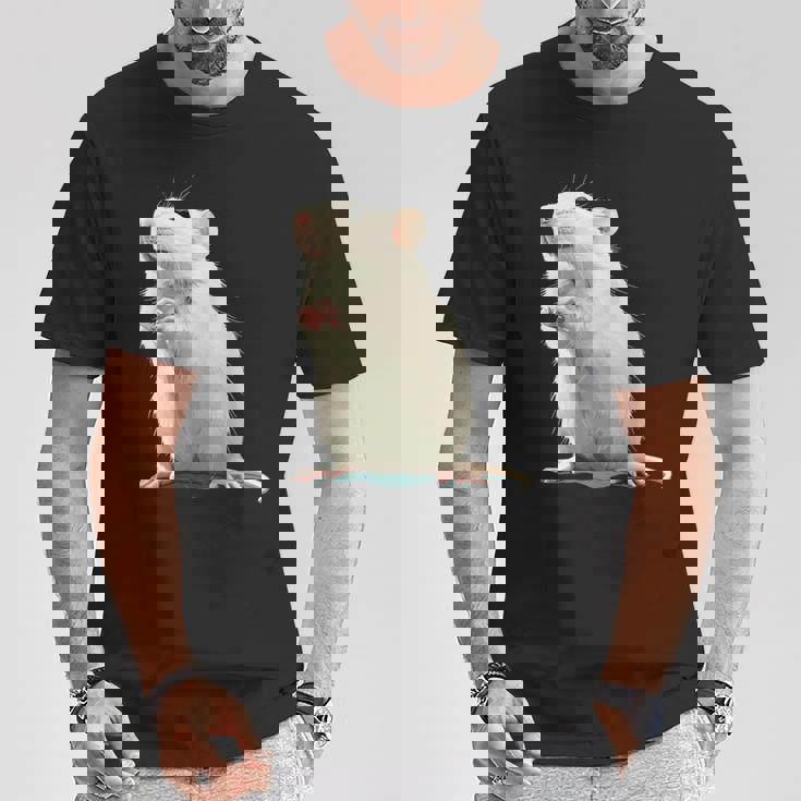 白いネズミが好きな人のための面白い見た目の白いネズミ Tシャツ 面白い贈り物