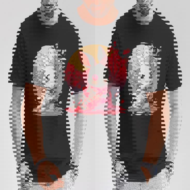 白うさぎの春のさくらアドベンチャー Tシャツ 面白い贈り物