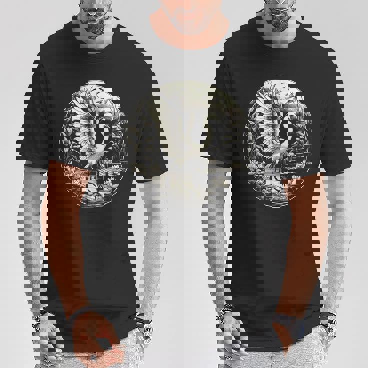 白鷺シーンのグラフィック アート デザイン Tシャツ 面白い贈り物