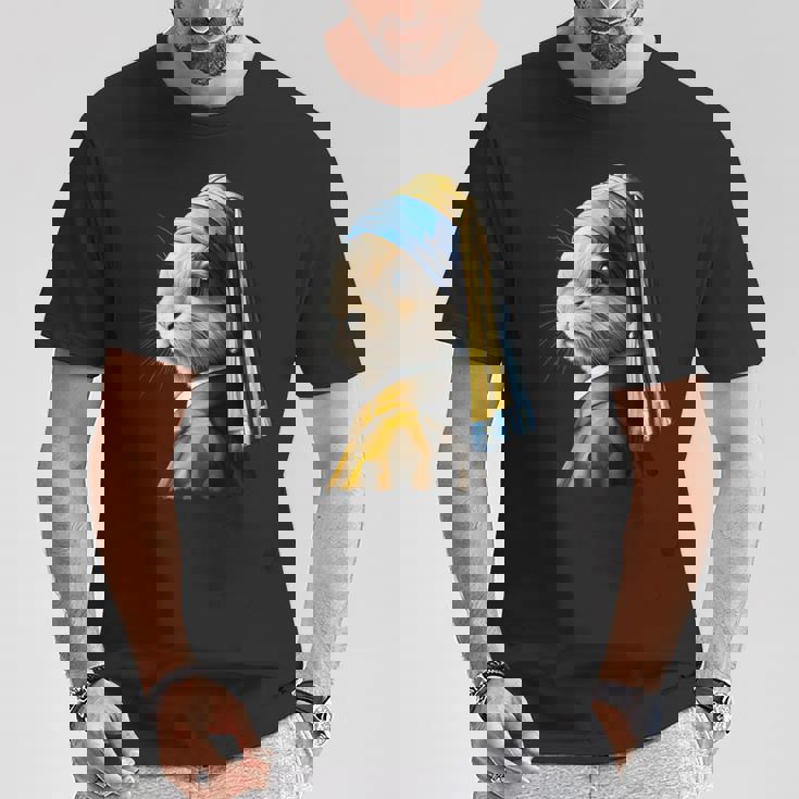 真珠の耳飾りのウサギ Tシャツ 面白い贈り物