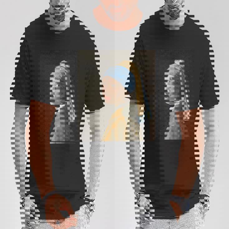 真珠の耳飾りの少女／フェルメール【世界の名画】（高精細画像）Vermeer 美術館アート 油絵 Tシャツ 面白い贈り物