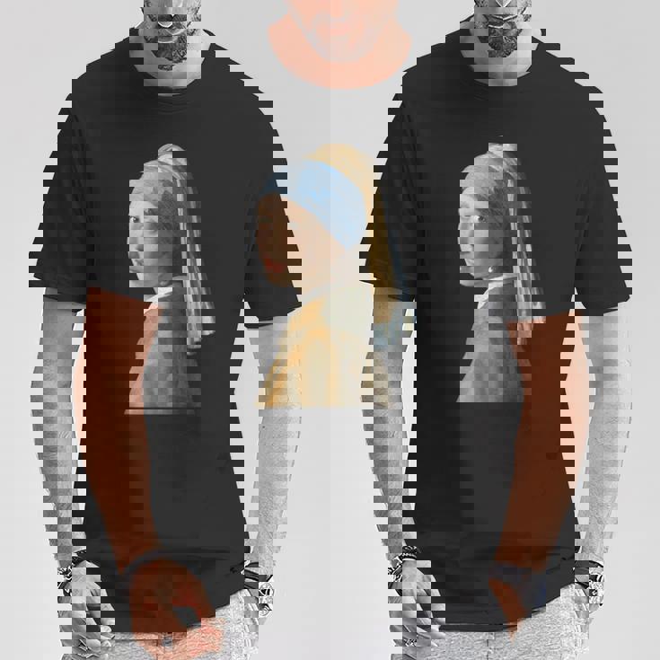 真珠の耳飾りの少女／フェルメール（切り抜き）【世界の名画】Johannesermeer 青いターバン 美術館アート Tシャツ 面白い贈り物