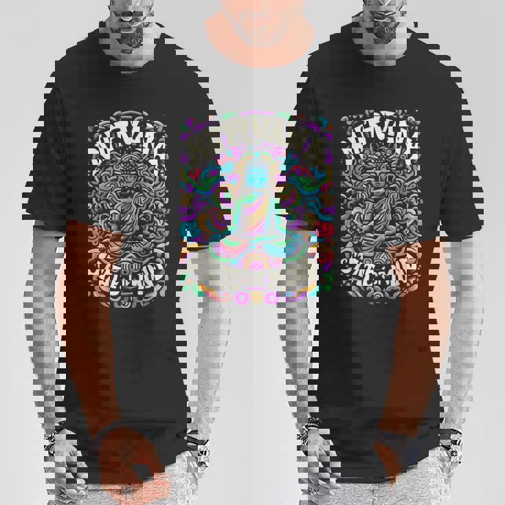 瞑想 Nirvanatate Of Mind ファニーグラフィックtシャツ Tシャツ 面白い贈り物