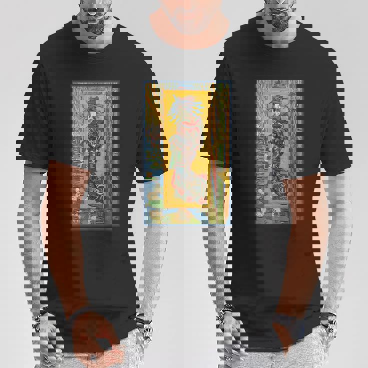 礼儀ヴァンゴッホ日本美術印象派絵画日本 Tシャツ 面白い贈り物