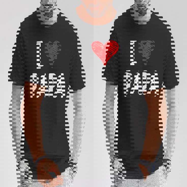 私はパパ 最高 お父さん 父 息子 娘 衣装 ハートが大好きです I Love Papa Tシャツ 面白い贈り物