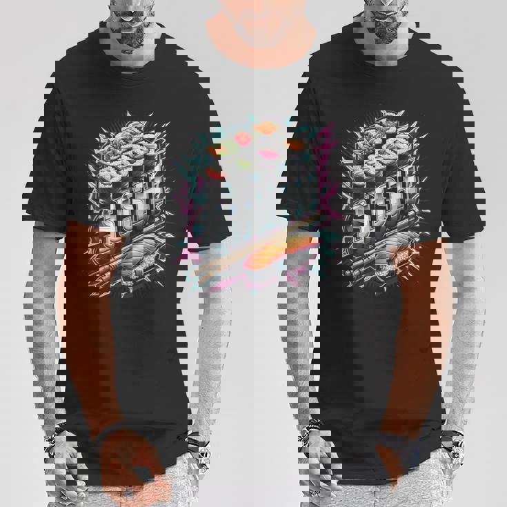 稲妻と閃光の寿司ティー 日本料理 Tシャツ 面白い贈り物