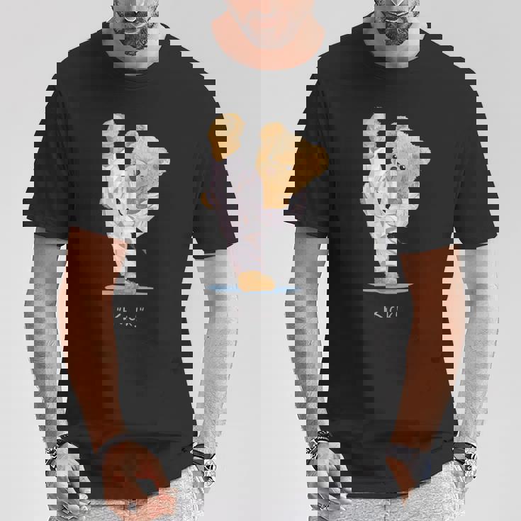 空手 子供用 テディベア テコンドー ボーイズ メンズ Tシャツ 面白い贈り物