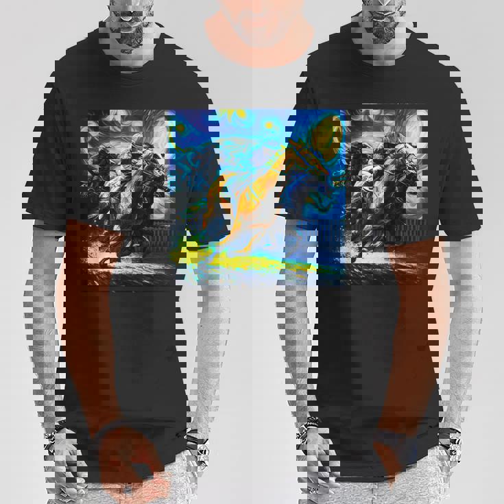 競馬 馬tシャツ おもしろ ウマ レース 馬 乗馬 競馬 面白いtシャツ メンズ グッズ ネタ 大人 男性 ゴッホ Tシャツ 面白い贈り物