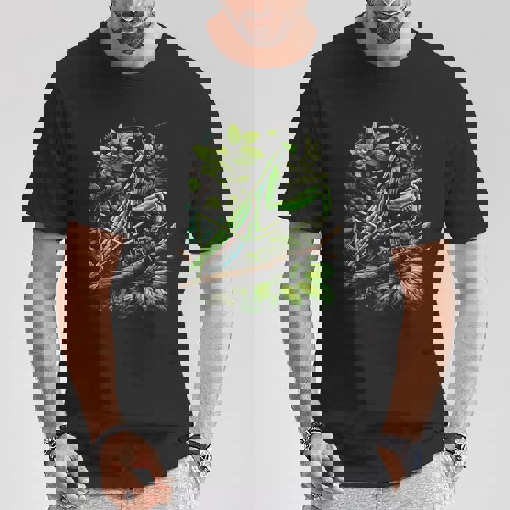 節足動物崇拝者 謎めいたカマキリ 水彩インク Tシャツ 面白い贈り物