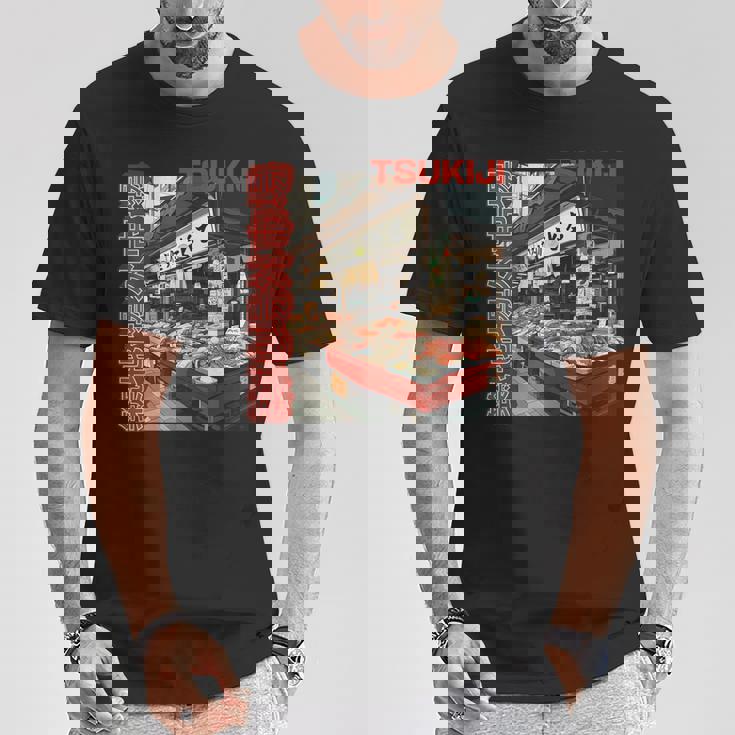 築地魚市場 日本 東京撮影 海鮮屋台 Tシャツ 面白い贈り物