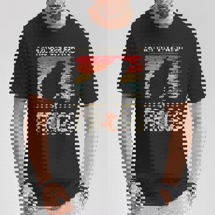 簡単に気を散らせるカエルのヴィンテージなカエル愛好家。 Tシャツ 面白い贈り物