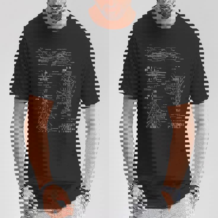 米ジェット戦闘機f14トムキャットの設計図 Tシャツ 面白い贈り物