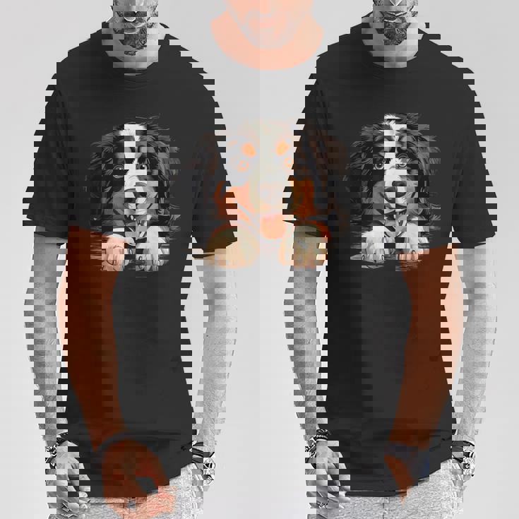 素敵で面白い覗き見犬 バーニーズマウンテンドッグ Tシャツ 面白い贈り物