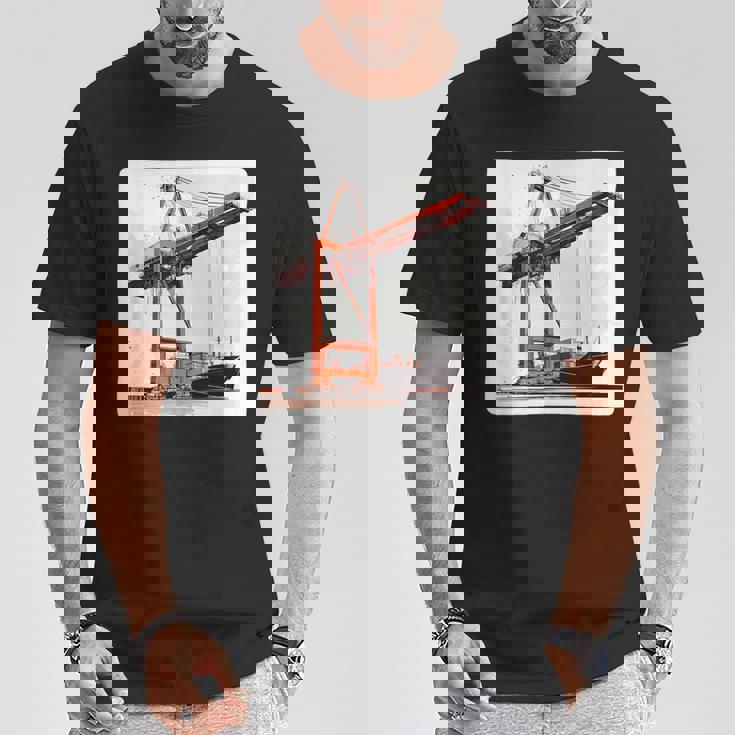 素晴らしいポートクレーン コンテナ船コスチューム Tシャツ 面白い贈り物