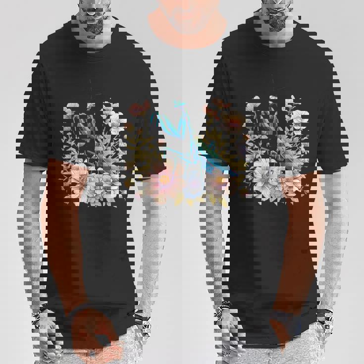 美しい昆虫アート カマキリ Tシャツ 面白い贈り物