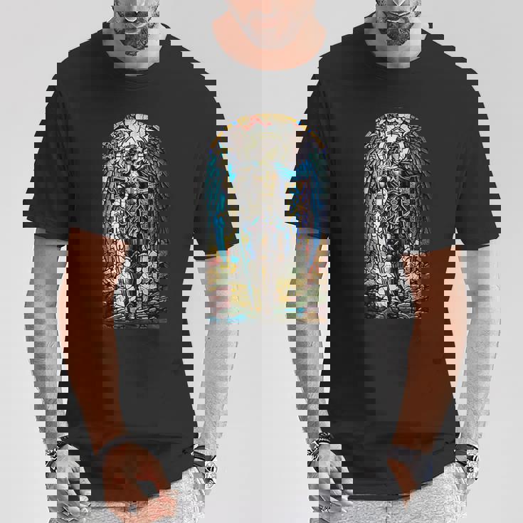 聖ミカエル大天使 – 聖なるステンドグラス – キリスト教 Tシャツ 面白い贈り物