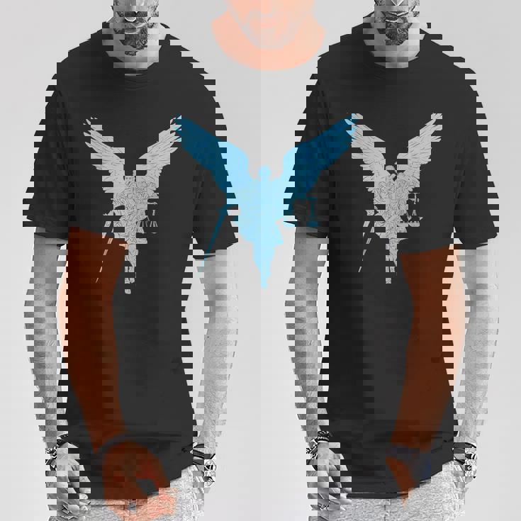 聖ミカエル正義の大天使戦士。キリスト教の信仰 Tシャツ 面白い贈り物