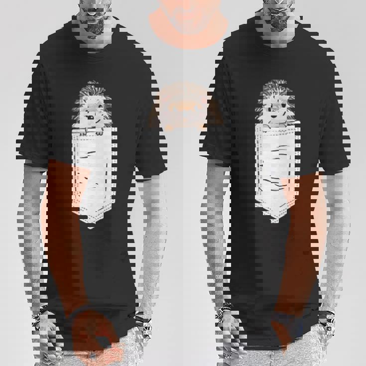 胸ポケットに入ったハリネズミ 衣類 ハリネズミ ギフト Tシャツ 面白い贈り物