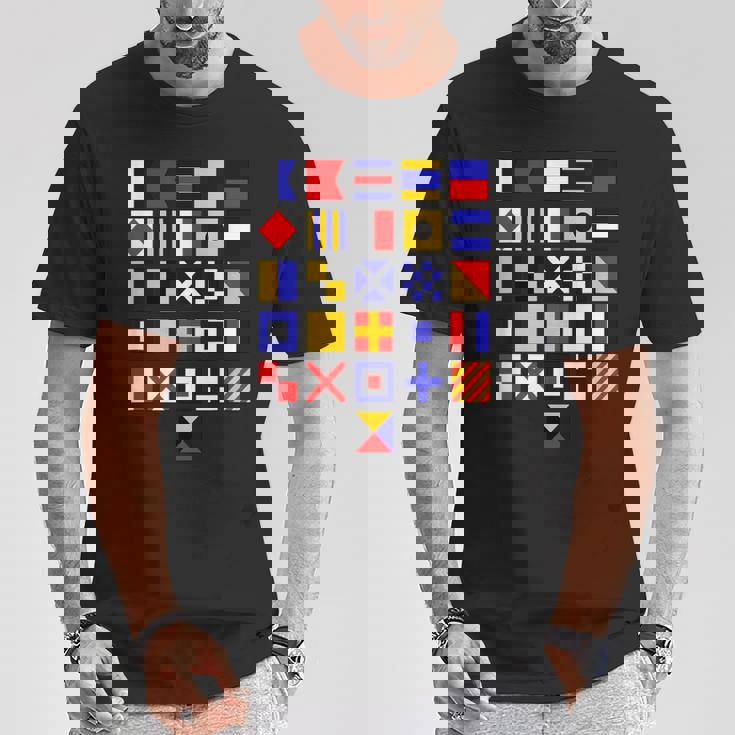 航海旗 アルファベット 国際海上信号旗 Tシャツ 面白い贈り物