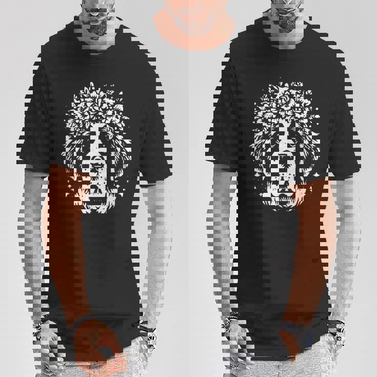 花のセントバーナード犬の花のグラフィック デザイン Tシャツ 面白い贈り物