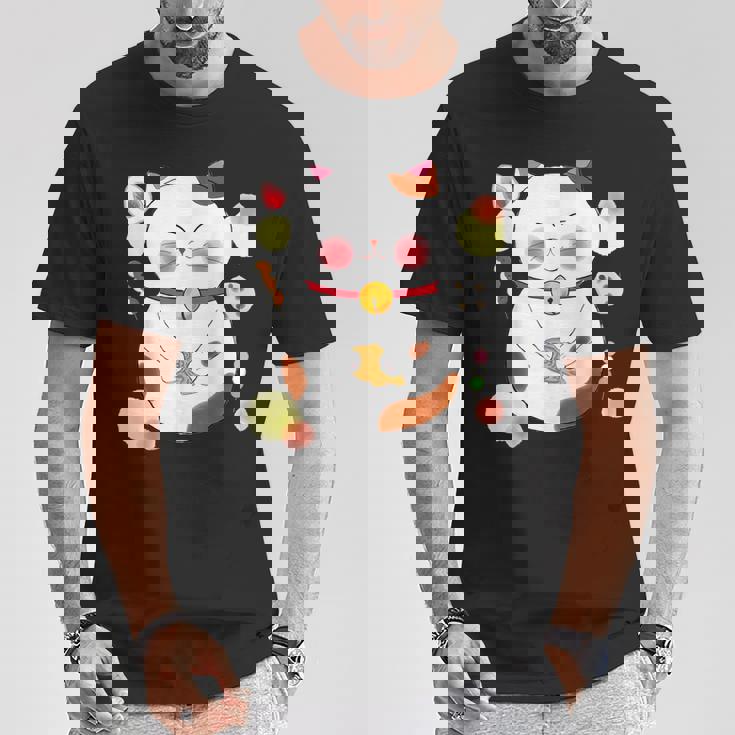 花より団子猫 Cat 猫 メンズ レディース ペット 動物 和風 キャラt Tシャツ 面白い贈り物