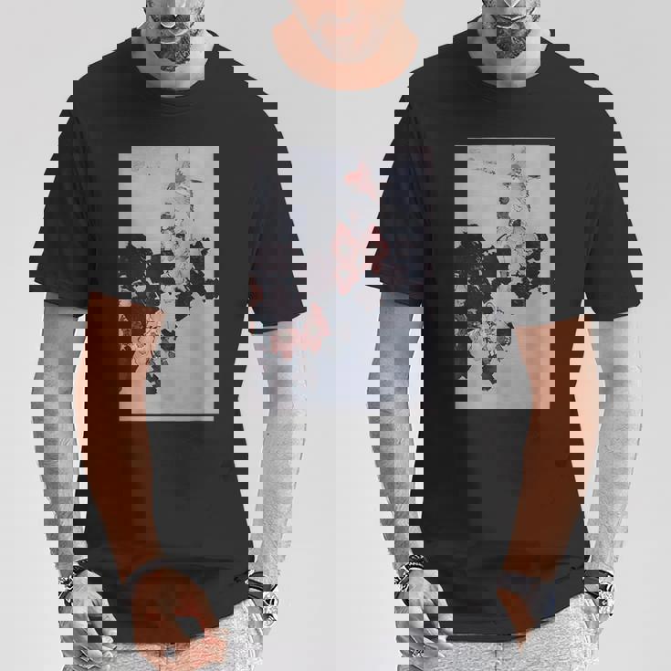 葛飾北斎作 ハイビスカスとスズメ Tシャツ 面白い贈り物