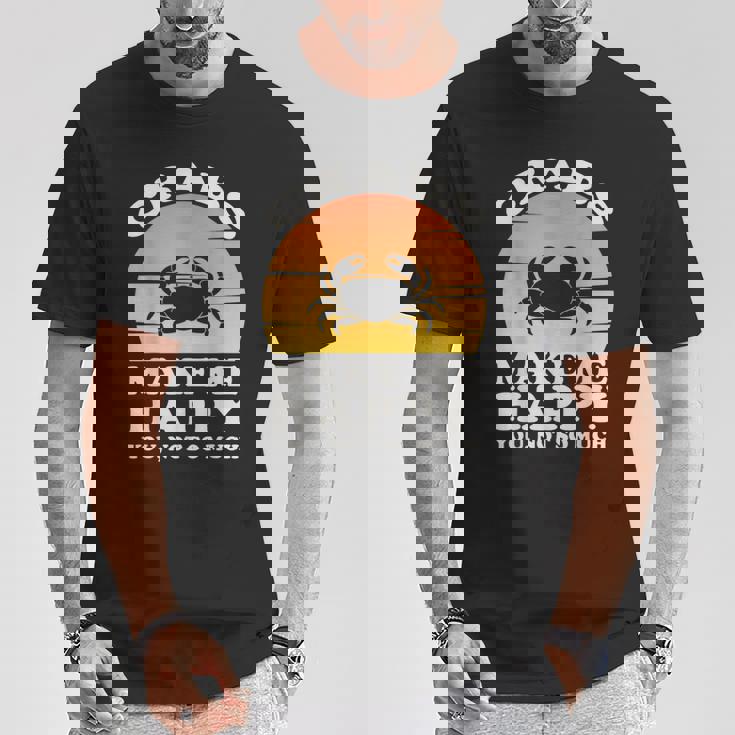 蟹は私を幸せにする カニ服 カニ Tシャツ 面白い贈り物