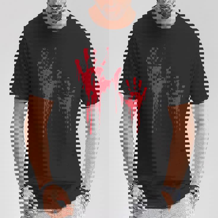 血のスプラッターハロウィーンのゾンビの犠牲者 Tシャツ 面白い贈り物