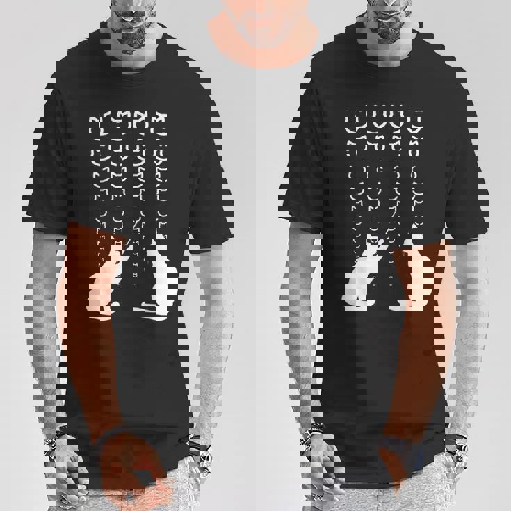 視力検査 猫の視力検査 おもしろ ネコ ねこ動物 シルエット モノトーン 白黒 黒猫 猫好き 猫の飼い主 Tシャツ 面白い贈り物