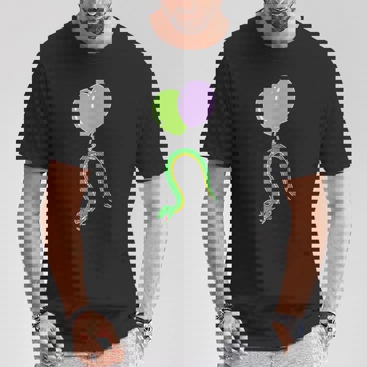 誕生日バルーン付き蛇 Tシャツ 面白い贈り物