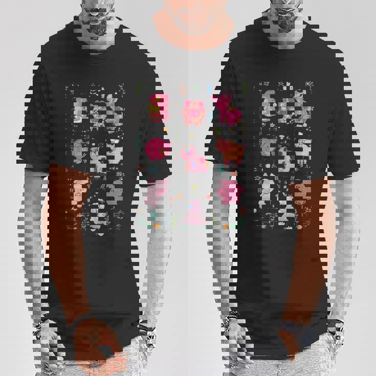 豚のかわいい刺しゅう 豚の恋人 Tシャツ 面白い贈り物