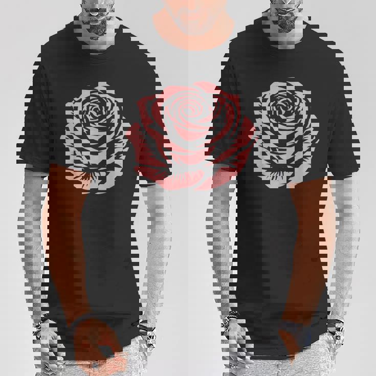 赤 バラ 花 バラの頭 庭 夏 Rose Red Flower Roses Tシャツ 面白い贈り物