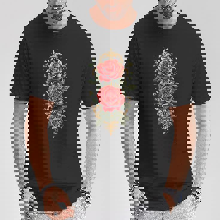 赤いバラ 花 ボタニスト 庭の花 赤いバラ Tシャツ 面白い贈り物