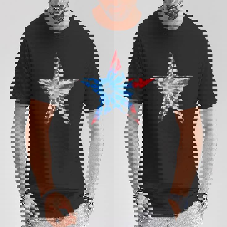 赤白と青 タイダイ 星 Tシャツ 面白い贈り物