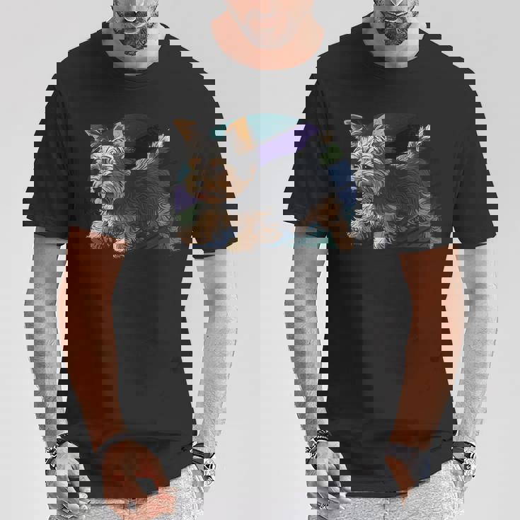 遊び心のあるヨークシャーテリア犬 ポップアート 誇り高きヨーキーオーナーズ Tシャツ 面白い贈り物