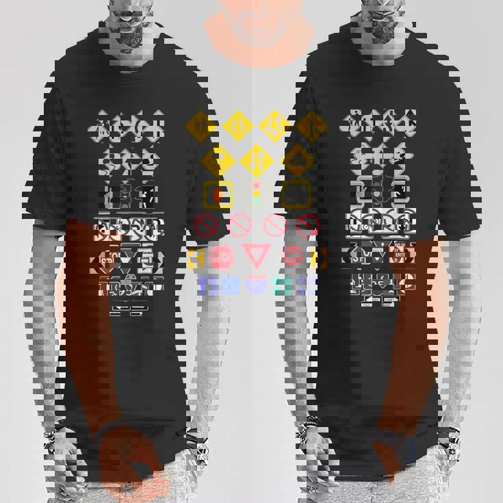道路標識、警告標識 Tシャツ 面白い贈り物