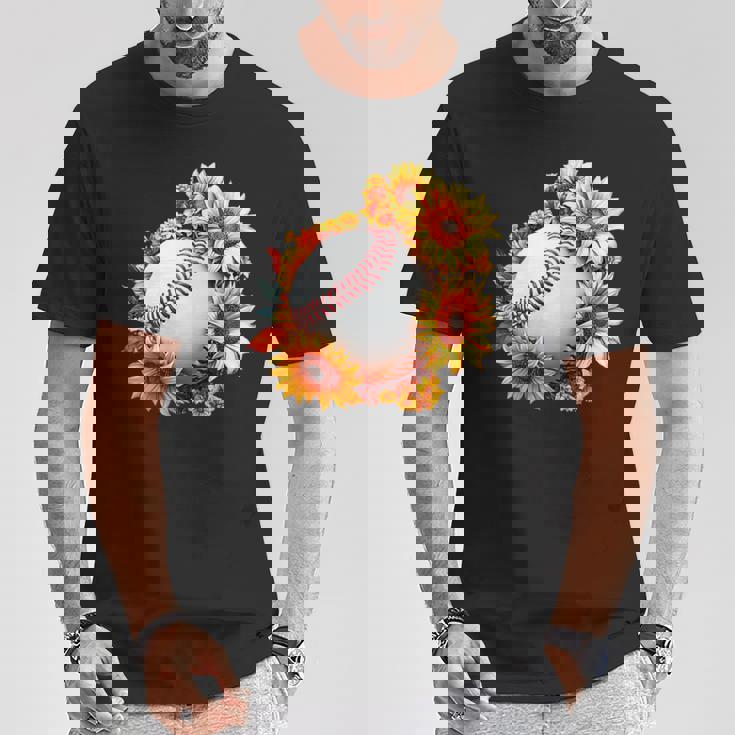 野球 面白いtシャツ ベースボール おもしろ ひまわり 花柄 服 ネタ メンズ 野球部 おもしろグッズ 子供 Tシャツ 面白い贈り物