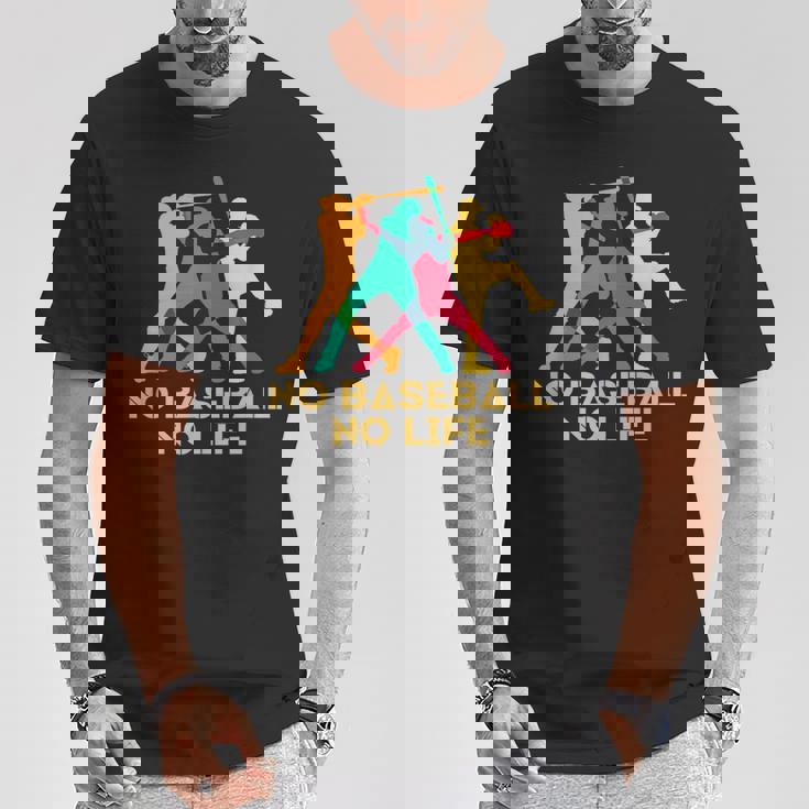 野球 面白いtシャツ おもしろ 文字入り 服 No Baseball No Life ベースボール 文字 ネタ メンズ Tシャツ 面白い贈り物