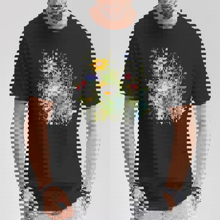 野生の花 ボタニカル 花 自然 ヴィンテージ フローラル グラフィック Tシャツ 面白い贈り物