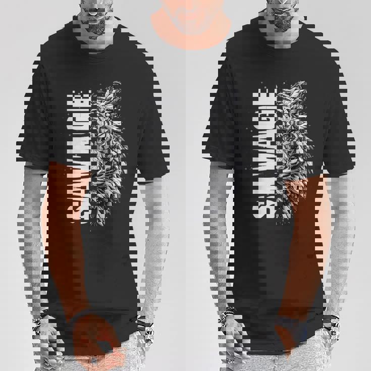 野蛮な虎 野生動物 遊び心のあるグラフィックプリント Tシャツ 面白い贈り物