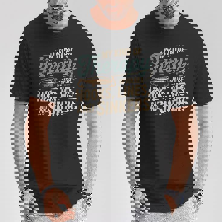 釣り My Kind Of Therapy フック ライン シンカー おもしろいことわざ Tシャツ 面白い贈り物