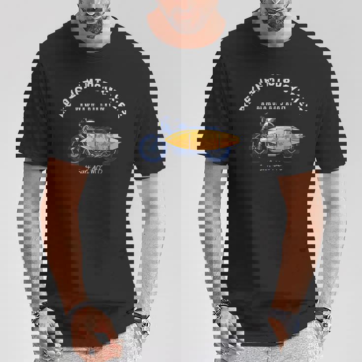 鎌倉 ジャパン おしゃれ クール サーフィン バイク オートバイ サーファー サーフボード Tシャツ 面白い贈り物