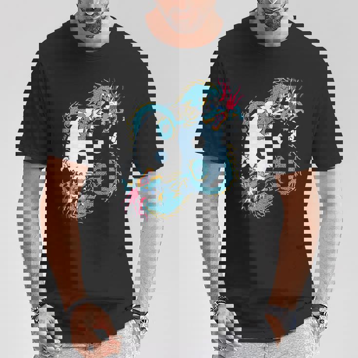 陰陽太極拳ドラゴンデザイン 瞑想用 太極拳 Tシャツ 面白い贈り物