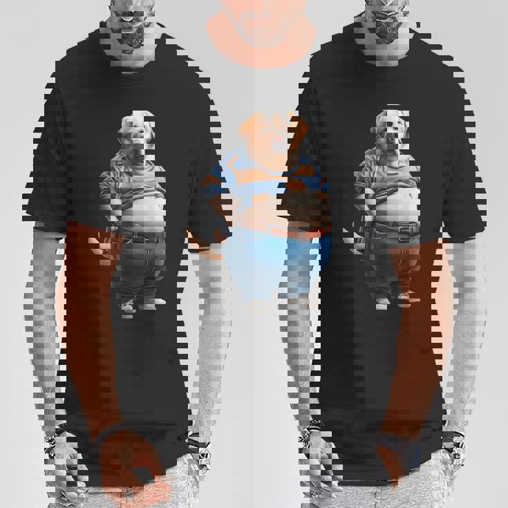 陽気なチャンキーラブラドールレトリバーtシャツ 太った犬愛好家向け Tシャツ 面白い贈り物