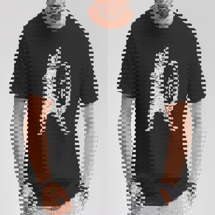 陽気な猫 太極拳ポーズ 格闘技 陰陽バランス Tシャツ 面白い贈り物