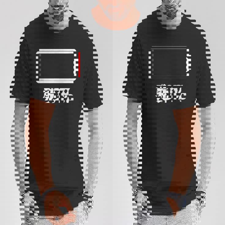 電池【残り1】バッテリー 電池切れ おもしろ 面白い ギャグ ネタ ウケ狙い 笑える ユーモア お笑い 個性的な Tシャツ 面白い贈り物