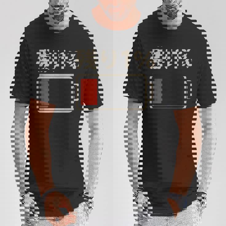 電池【残り1】バッテリー 電池切れ おもしろ 面白い ギャグ ネタ ウケ狙い 笑える ユーモア お笑い 個性的な Tシャツ 面白い贈り物