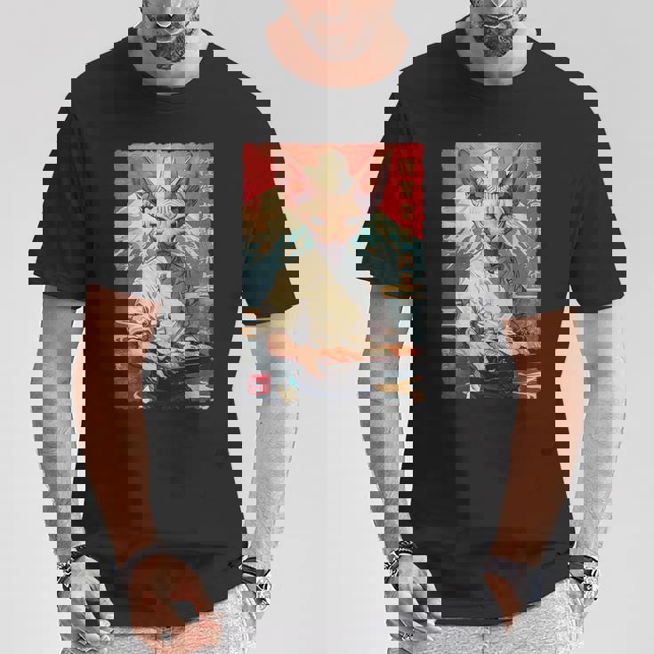 面白い かわいい 和食 アニメ アート スフィンクス 猫 寿司 シェフ Tシャツ 面白い贈り物